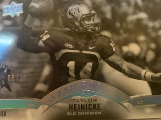 Taylor Heinicke 2015 Rc Upper Deck Star Rookie Rare Sp 201 Black And White /10