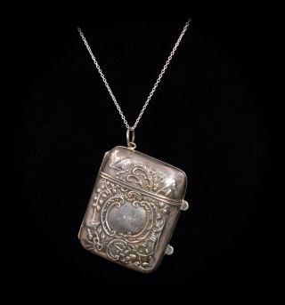 Gorgeous Rare Antique Large Sterling Repousse Locket Necklace