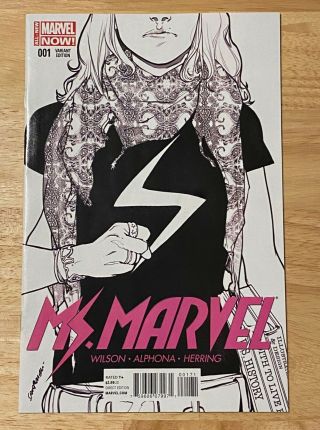 Ms.  Marvel 1 5th Printing Sketch Variant Rare Marvel Now