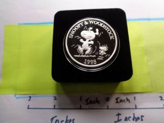 Snoopy Woodstock Charlie Brown 1998 Peanuts 999 Silver Coin Sharp Very Rare Case