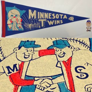 Rare 1960’s Vintage Minnesota Twins Baseball Mlb 12x29 Pennant Flag