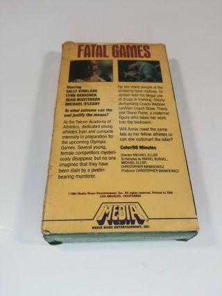FATAL GAMES VHS Media 1984 HTF RARE HORROR Slasher Gore 2