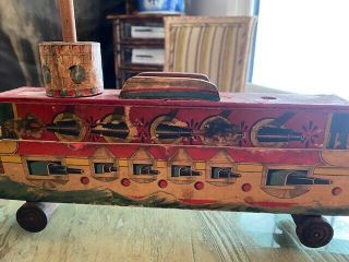 20 " 1896 W.  S.  Reed Wooden Battleship Boat " Olympia " Pull Toy Very Rare