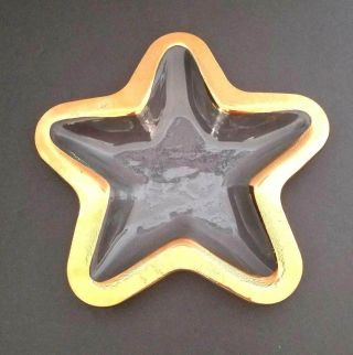 Annieglass Star Bowl Dish Gold Clear Signed Rare Euc