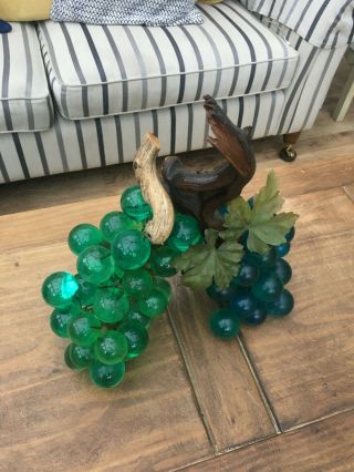 VINTAGE RETRO MID 20th CENTURY LUCITE 2 x BUNCH OF GRAPES.  LARGE,  V.  RARE. 2
