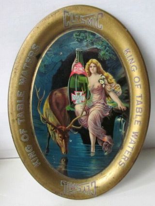 Rare Antique Clysmic King Of Table Waters Tin Litho Tip Tray