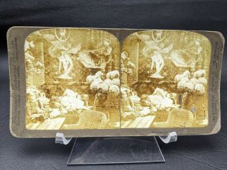 Rare Victorian 1902 Post Mortem Child Underwood Stereoview Photo Angel Card