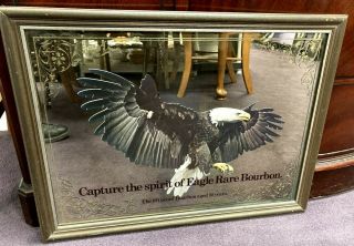 Vintage Eagle Rare Bourbon Mirror Sign Old Prentice Distillery Kentucky Bourbon