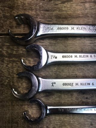 Vtg.  Rare M.  Klein & Sons 4 Pc Flair Nut Wrench Set 7 SAE Sizes 3/4 