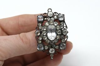 A Large Rare Antique Georgian Victorian Sterling Silver 925 Paste Pendant Brooch