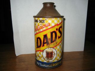 Rare 1950s Dad’s Old Fashioned Root Beer 12oz Cone Top Can Very Tough Can