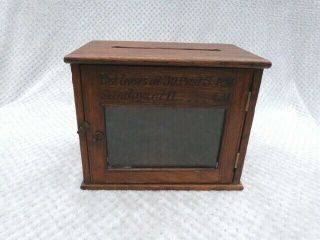 Rare Antique Country House/hotel Wood & Glass Table Top Post Letter Box