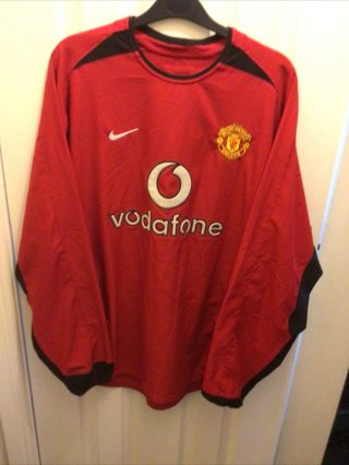 Rare Manchester United Long Sleeve Home Shirt Number 7 Beckham Size M