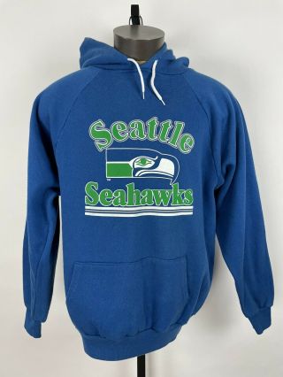 Vintage Seattle Seahawks Hoodie Sweatshirt Rare Retro Xl Throwback 80s Wilson