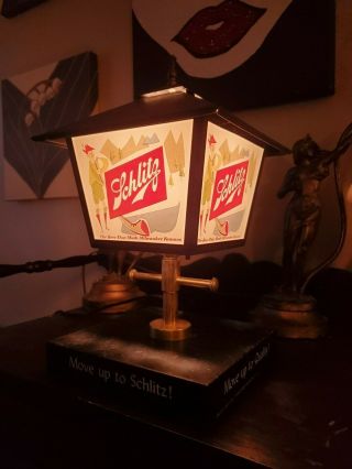 1950s Rare Vintage 1958 Schlitz Beer Wall Lantern Lighted Bar Sign Lamp