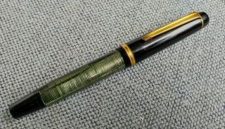 Vintage And Rare Black/green „toz“ Fountain Pen With 14k Isco Nib