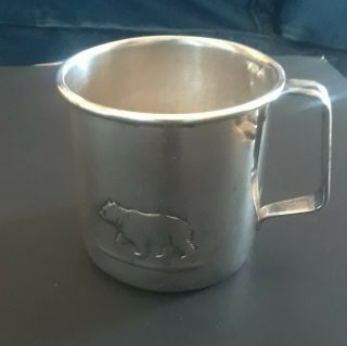 Antique Silver Baby Cup,  With Bear,  Rare David - Andersen 830 S,  Norway