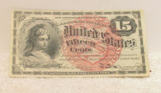 Rare 1863 United States 15 Cents Fractional Currency -