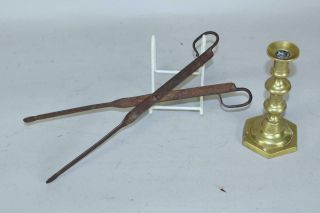 Rare 18th C American Wrought Iron Pipe Tongs Early Form Great Decorated Handles