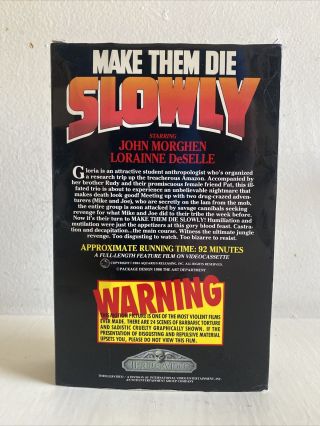 MAKE THEM DIE SLOWLY VHS a.  k.  a.  Cannibal Ferox rare Thriller Video BIG BOX 2