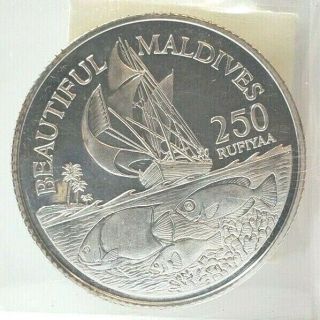 Unc Rare M =100 Silver 24g Maldives 1996 250 Rufiyaa 38mm Proof Medallic Coinage