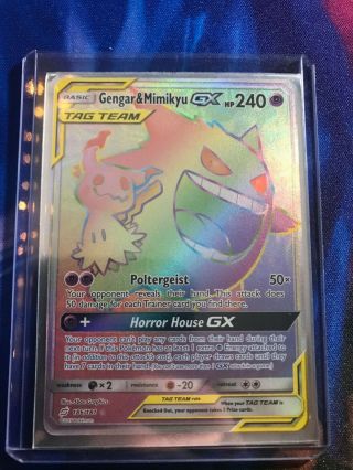 Gengar & Mimikyu Gx 186/181 Pokémon Tcg Rainbow Secret Rare Nm - Sm Team Up