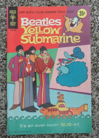 Beatles Rare 1968 Yellow Submarine Comic Book By Gold Key Comics