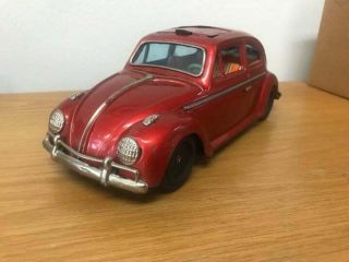 Vintage Rare Bandai Japan Volkswagen Beetle Vw Bug Friction 10 " Dark Red