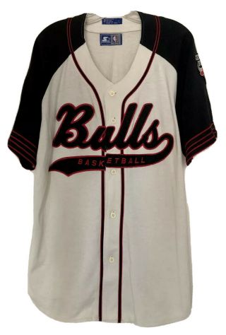Rare Vintage Starter Baseball Style Chicago Bulls Jersey Size Large