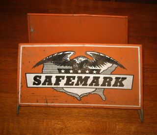Vintage Safemark Tire Display Rack Stand Sign Rare Orange
