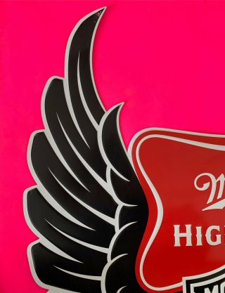 MILLER HIGH LIFE HARLEY DAVIDSON Motorcycle RARE Beer Metal Tin Bar Sign 25X22 3