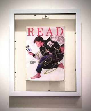 David Bowie Rare Signed " Read " Roots Postcard Framed W/coa Double Sided Glass
