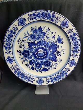 Vintage Royal Delfts Blauw Handwerk Blue Delftware Platter Rare Htf 14 1/4 "