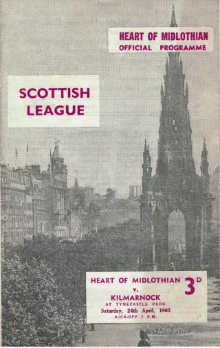 Heart Of Midlothian (hearts) V Kilmarnock 1964 - 5,  Title Decider,  Very Rare