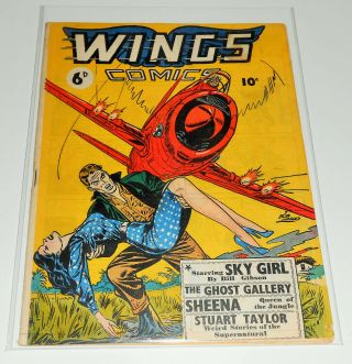 Wings Comics No.  1 Cartoon Art Fiction House 1950 Rare 1st Uk Edition Golden - Age