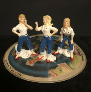 Rare Enesco Japan Ceramic Figurines Teenage Girls Set Of 3