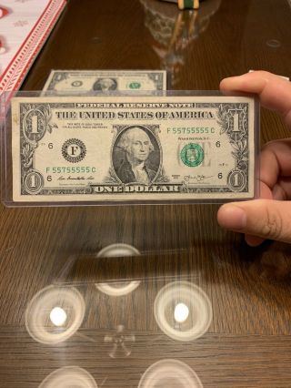 2013 1 Dollar Federal Reserve Note Solid Number Serial Number Binary Note Rare