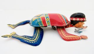 Ohio Art Co.  Wind - Up Indian Mechanical Tin Toy,  Rare,