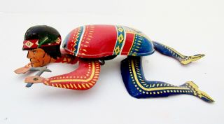 OHIO ART CO.  Wind - Up Indian Mechanical Tin Toy,  RARE, 2