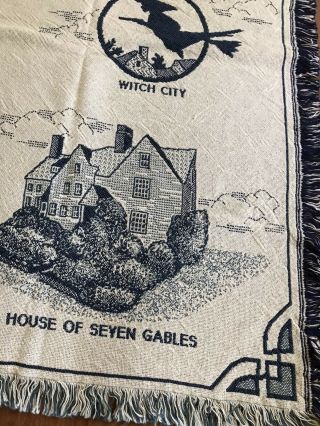 Salem Massachusetts Witch House Lighthouse Cotton Afghan Throw Blanket NOS Rare 3