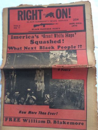 Right On Black Panther Party York/north East Newspaper Nov.  1972 Very Rare.