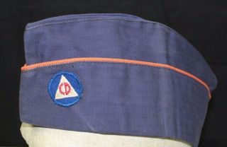 Wwii Civil Defense Cd Garrison Hbt Blue Hat Rare Size 7 1/4
