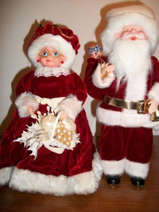 Vintage Mr And Mrs Santa Claus Figurines 13 Inches Tall Rare