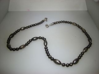 Rare Vintage Native American Hand Crafted Sterling Silver Bead Necklace