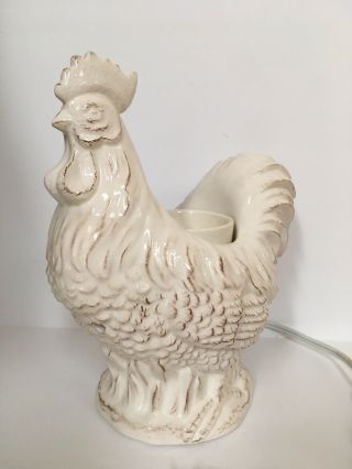 Scentsy Chantecler Rooster Wax Warmer Rustic Large Retired Farmhouse Rare White