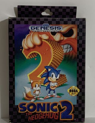 Sonic The Hedgehog 2 Sega Genesis Rare Cardboard Box Cib Complete 1992