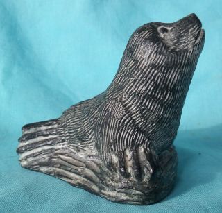 Hand Carved Soapstone Art Sculpture By Al Wolf Seal Rare