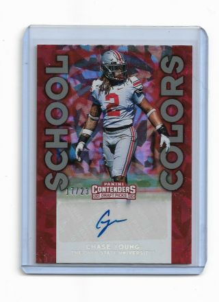 2020 Panini Contenders Chase Young School Colors 2 Cracked Ice Auto /23 Sp Rare