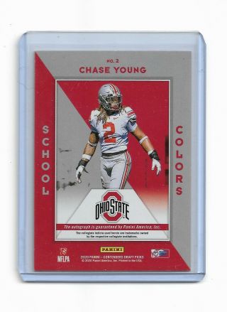 2020 Panini Contenders Chase Young School Colors 2 Cracked Ice Auto /23 SP RARE 2
