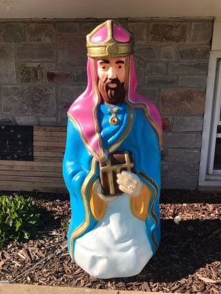 Vintage Empire Nativity Blow Mold Rare 42 " Tall Wise Men Yard Light Up Christmas